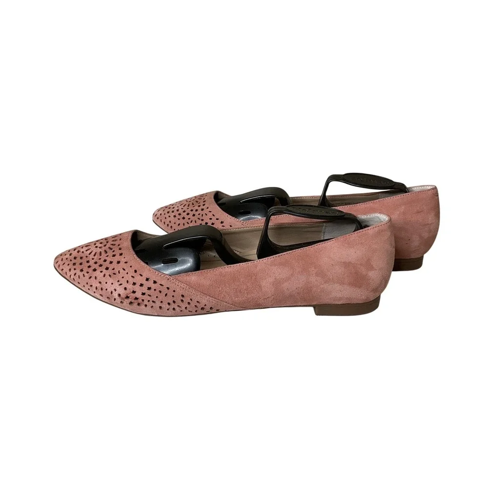 Vionic Carmela Flats Perforated Pink Suede Pointy Toe Ballet Casual Office 10 W